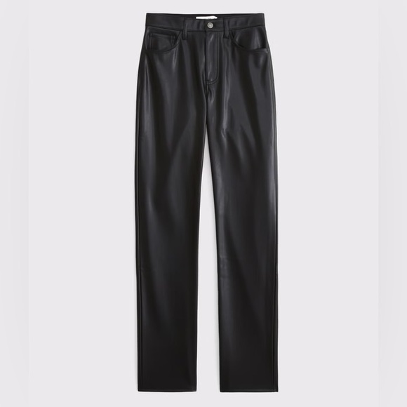 Abercrombie & Fitch Black Leather Pants - Straight Leg Women Size 27 - Picture 4 of 9